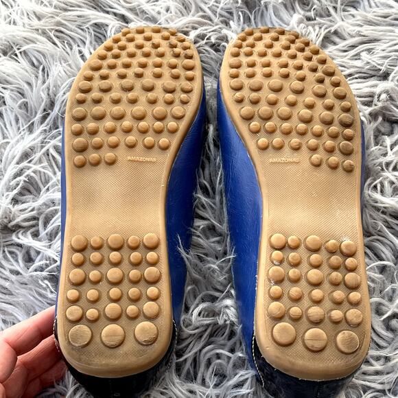 Peter Millar Leather Moccasins Golf Flats Driving Shoes Womens 7.5 Blue Tassels - Picture 6 of 11